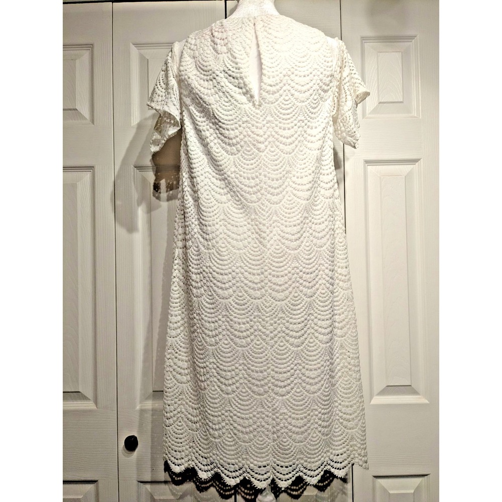 NEW Lilly Pulitzer Somerset Dress Sz: M Nylon Scalloped Lace Lined Cold Shoulder - Picture 5 of 16